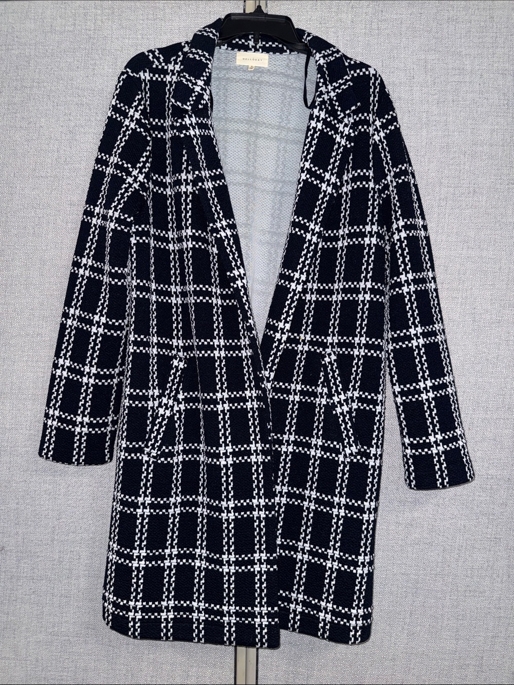 Women's Black & White Windowpane Coat